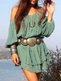 Cold Shoulder Leopard Romantic Shirts & Tops