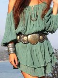 Cold Shoulder Leopard Romantic Shirts & Tops