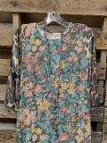 Floral Crew Neck Cotton-Blend 3/4 Sleeve Shirts & Tops