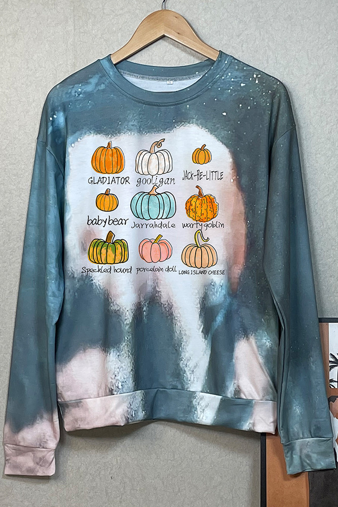 Halloween Print Bleached Tie Dye O-neck Sweatshirt Women UNISHE Wholesale