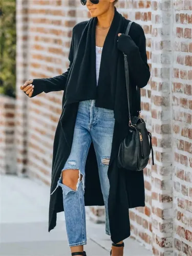 Temperament Solid Color Knitted Stylish Coat
