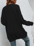 Fashion Open Front Knitted Solid Color Sweater Coat With Pockets