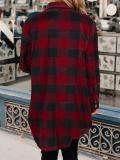 Elegant Plaid Lapel Long Sleeve Loose Coats