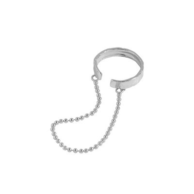 370韩版INS小众设计感极简冷淡风气质圆珠链不规则S925纯银戒指女
