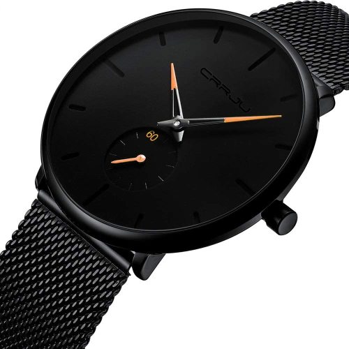 Mens Watches Ultra-Thin Minimalist Waterproof - Fashion Wrist Watch for Men Unisex Dress with Stainless Steel Mesh Band