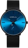 Mens Watches Ultra-Thin Minimalist Waterproof - Fashion Wrist Watch for Men Unisex Dress with Stainless Steel Mesh Band