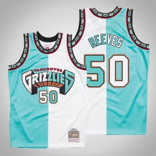 Grizzlies Bryant Reeves White Teal Split Hardwood Classics Jersey