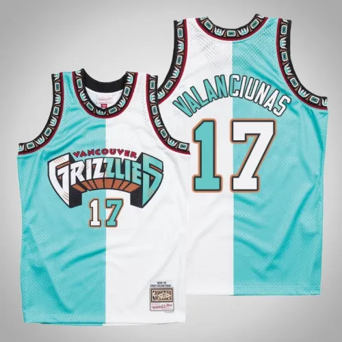 Grizzlies Jonas Valanciunas White Teal Split Hardwood Classics Jersey