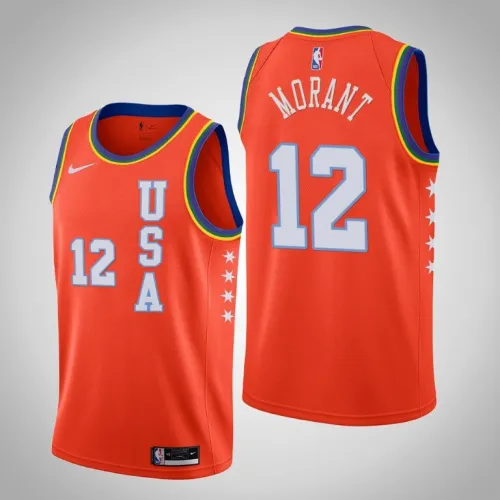 Grizzlies Ja Morant 2021 NBA Rising Star USA Team Orange Jersey