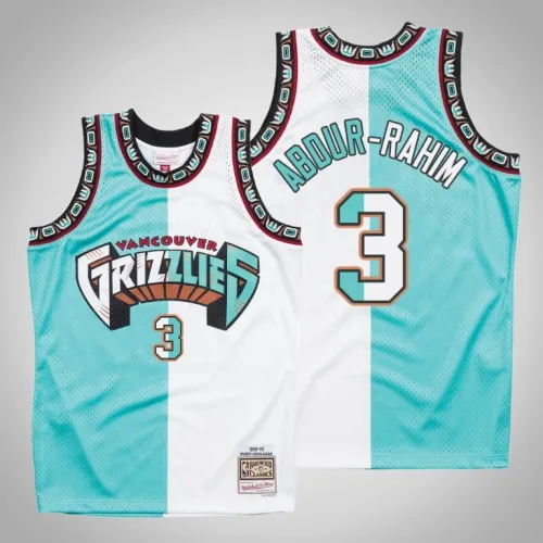 Grizzlies Shareef Abdur-Rahim White Teal Split Hardwood Classics Jersey