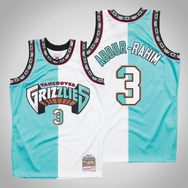 Grizzlies Shareef Abdur-Rahim White Teal Split Hardwood Classics Jersey