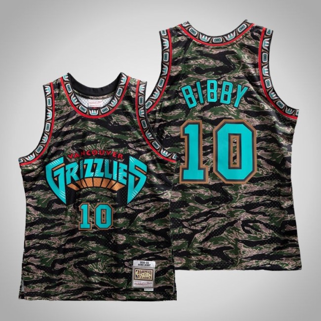 Grizzlies Mike Bibby Green Tiger Camo Hardwood Classics Jersey