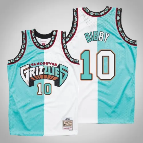 Grizzlies Mike Bibby White Teal Split Hardwood Classics Jersey