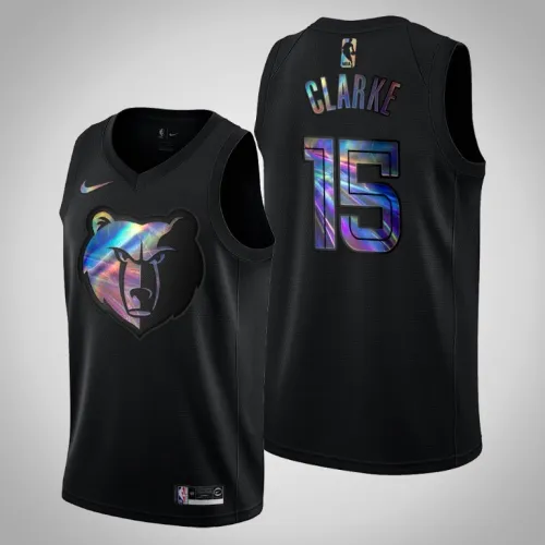 Grizzlies Brandon Clarke Black Iridescent Logo Holographic Hardwood Classics Jersey