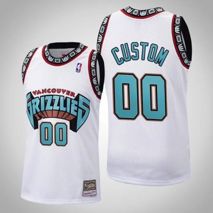 Grizzlies Custom White 1998 Hardwood Classics Throwback Jersey