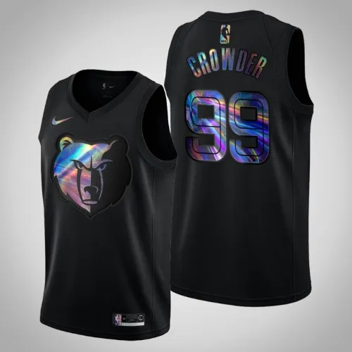 Grizzlies Jae Crowder Black Iridescent Logo Holographic Hardwood Classics Jersey