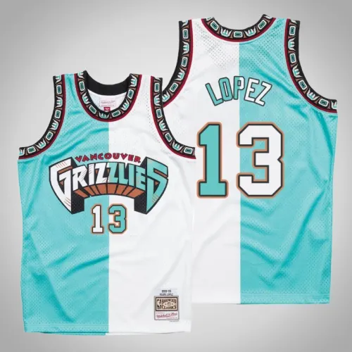 Grizzlies Felipe Lopez White Teal Split Hardwood Classics Jersey