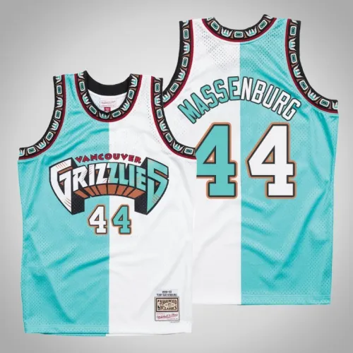 Grizzlies Tony Massenburg White Teal Split Hardwood Classics Jersey