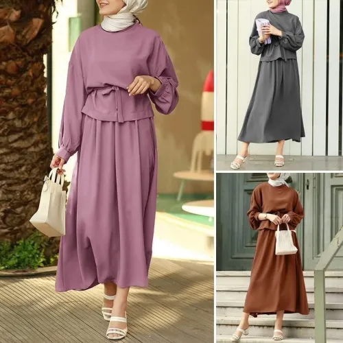 New Beautiful Fashion Muslim Turkish Suit Two Piece Tunic Dress