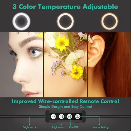 Copy 8 LED Selfie Ring Light for Live Stream/Makeup/YouTube Tik Tok Video, Dimmable Beauty Ringlight with Tripod Stand