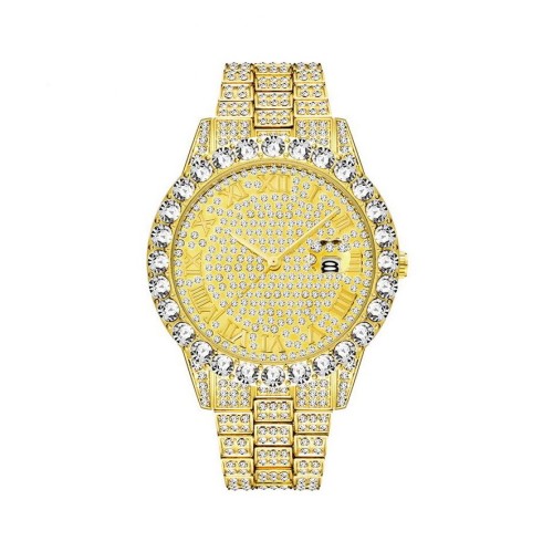 Bling-ed out luxury diamond mens watch iced out quartz movement 42mm