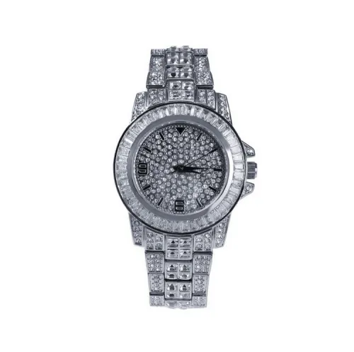 Mens bling-ed out 18k gold watch with crystal diamonds japan quartz movement waterproof 40mm
