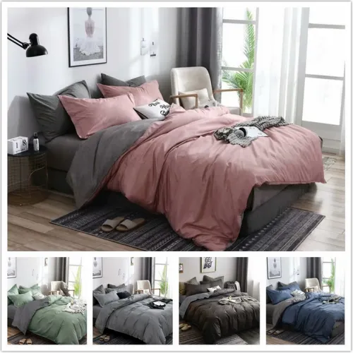duvet cover king 100% washed microfiber 3 piece bedding sets solid color
