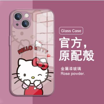 1【限時特惠 超多新款任選】iPhone高品質金屬漆玻璃可愛畫風保護殼，抗摔防刮 無指紋