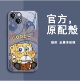 1【限時特惠 超多新款任選】iPhone高品質金屬漆玻璃可愛畫風保護殼，抗摔防刮 無指紋