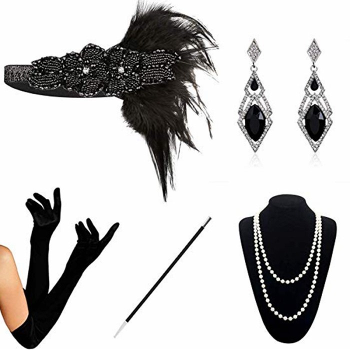 5Pcs/set Women 1920S Headband The Great Gatsby Cosplay Stage Performance Retro Feather Headband Necklace Earring Accessories Set