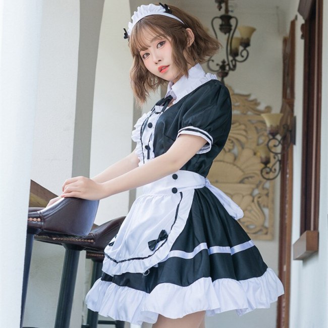 New Sexy Sweet Gothic Lolita Dress French Maid Costume Anime Cosplay Sissy Maid Uniform Plus Halloween Costumes For Women M-5XL