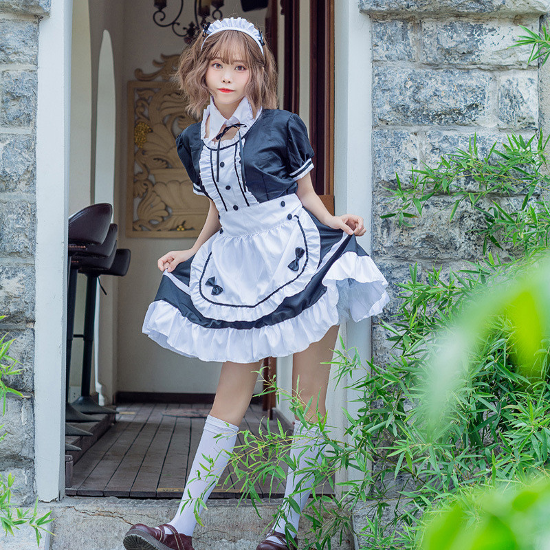 New Sexy Sweet Gothic Lolita Dress French Maid Costume Anime Cosplay ...