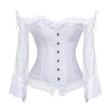 Bridal Corset Tops for Women with Sleeves Style Victorian Retro Burlesque Lace Corset and Bustiers Wedding Vest Fashion White