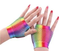 G2020006  short colorful rainbow lace gloves