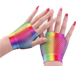 G2020006  short colorful rainbow lace gloves