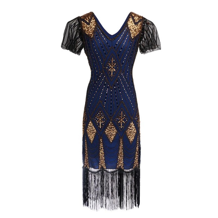 Robe Femme Roaring 1920s Flapper Dress Gatsby Party Charleston Sequined Cocktail Weeding Beaded Tassel Dresses Banquet Dresses