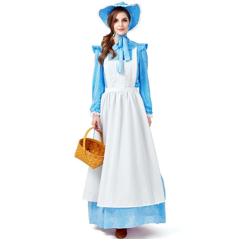 Adult Colonial Pioneer Girl Costume Women Village Farm Prairie Maiden ...