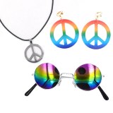 LP123 Beach party cosplay Hippie Headband Peace Sign Earring Peace Necklace