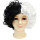 movie 1920s Cruella de VIL short curly hair cigar necklace set Yin Yang explosive head black and white witch kuira cos wig