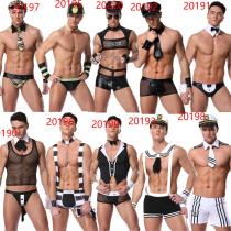 20197  Sexy Cosply Uniform Ploice Uniform For Man Underwear Set