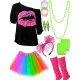 LD495 80s Costume Accessories Set T-Shirt Tutu Headband Earring Necklace Leg Warmers Best seller