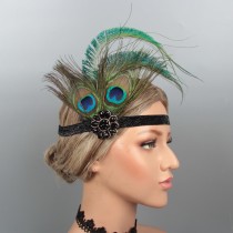 N701 1920s peacock headpiece for women