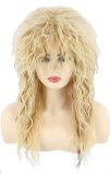 Blonde 80s Wigs for Men and Women Mullet Rocker Wig Costume Wig Curly Long