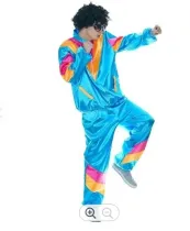 774 Couple 80s Shell Suit Dress Up Blue Tracksuit Costume party RETRO SHELL SUIT COSTUME