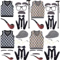 Old Man Costume Grandpa Costume Accessories Set