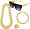 80s 90s Hip Hop Costume Accessories Gold Big Chunky Plastic Hip Hop Chain, Dollar Sign Ring for Men Rapper Accessories