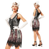 Ladies Beaded Flapper Dress 20s 1920s Roaring Flapper Costume Sequin Gatsby Fancy Cocktail Prom Wedding Party Dress Size XS-3XL