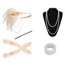 1920s Great Gatsby Accessories Set for Women,Costume Flapper Headpiece Headband