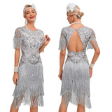 225 1920s Lace Neck Great Gatsby Dress Sequin Art Deco Flapper Dress (12pcs custom made)