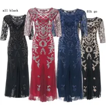 AL6068 Long Gatsby Flapper Dress Formal Wedding Evening Maxi Gown Party Cocktail Dresses